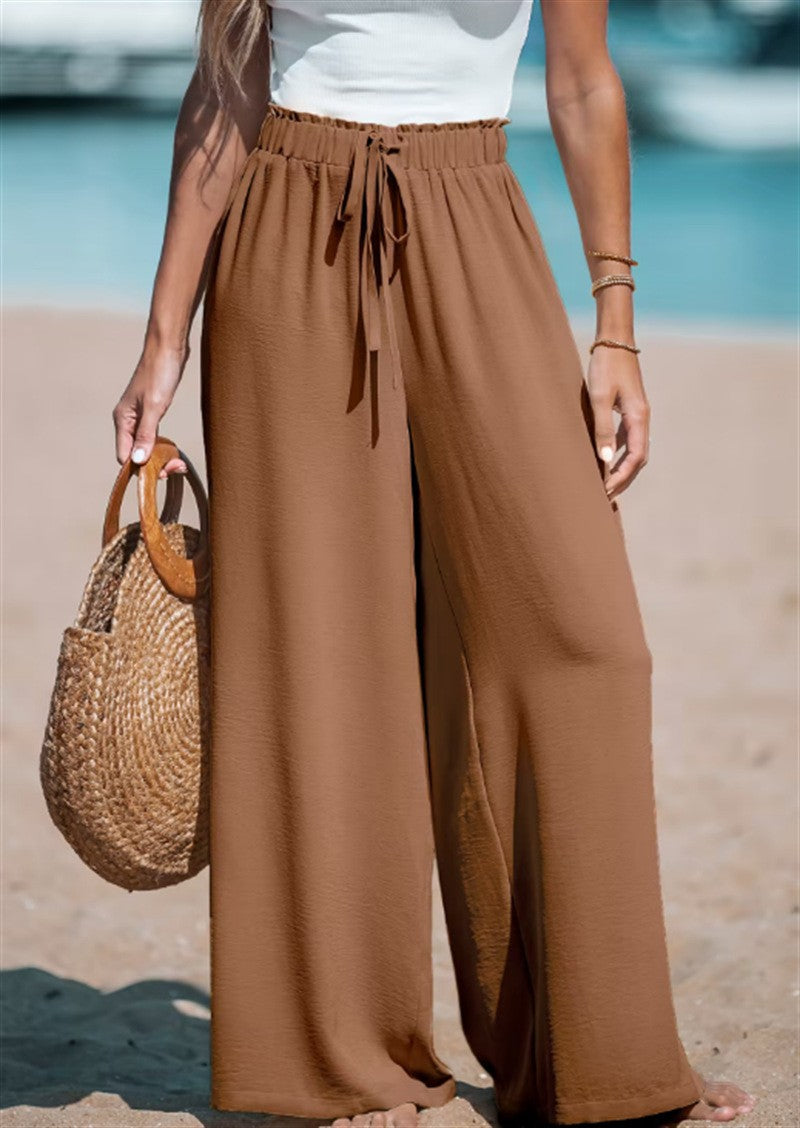 Pantalones de playa holgados y de corte ancho, para todas las estaciones, informales y elegantes
