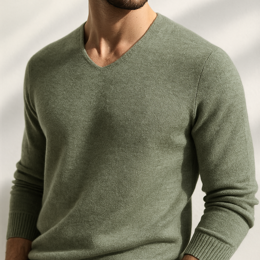Jersey de cachemira con cuello en V de HUXFORD